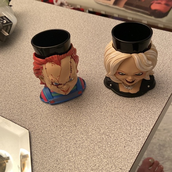 Tiffany and Chucky shot glasses and holders - Picture 2 of 3